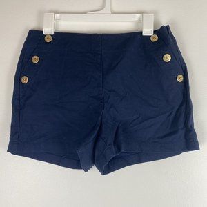 J. Crew Factory Women's Sailor Style Shorts Size 8 Navy Blue Gold Buttons NWT